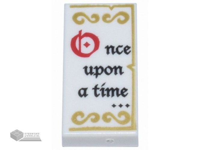3069pb0507 - Tile 1 x 2 with Black and Red 'Once upon a time...' and Gold Decorations Pattern
