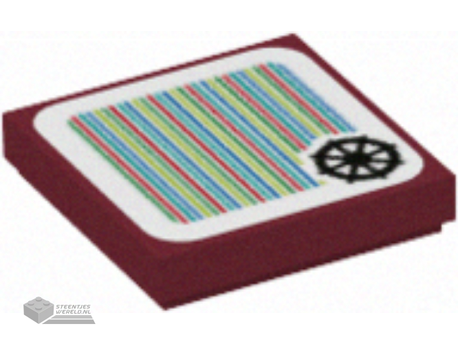 3068pb1958 – Tile 2 x 2 with Super Mario Scanner Code Bowser's Airship Wheel Pattern (Sticker) – Set 71391