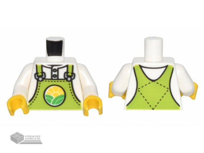 973pb4738c01 - Torso Lime Overalls with Bright Green Hills and Yellow Sun over Shirt Pattern / White Arms / Yellow Hands