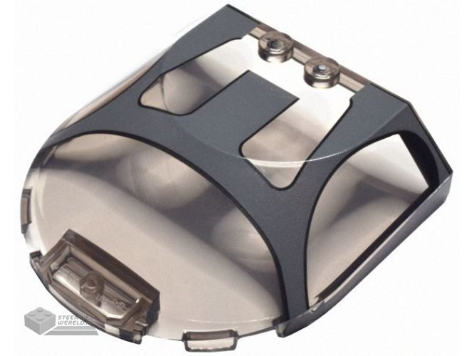 3383pb01 - Windscreen 6 x 6 x 1 1/3 Curved with Dark Bluish Gray Pagani Utopia Roof and Black Window Frame Outline Pattern