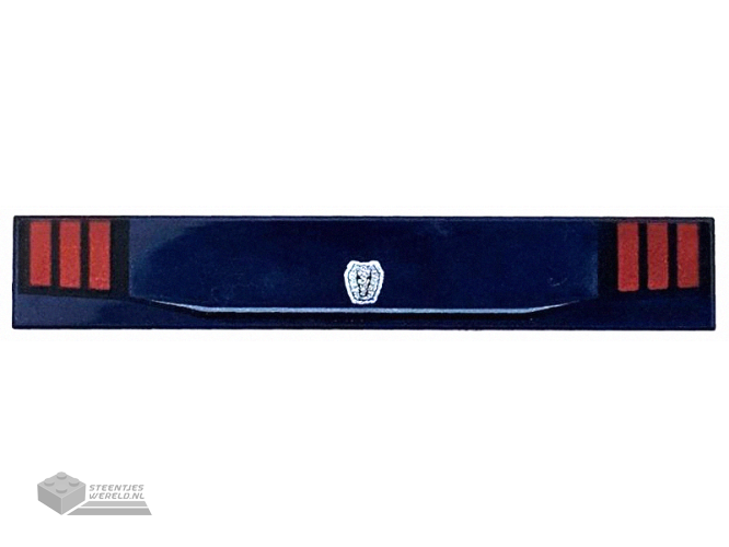 6636pb349 – Tile 1 x 6 with Silver Ford Mustang Dark Horse Logo and Red Car Taillights with Black Outline Pattern
