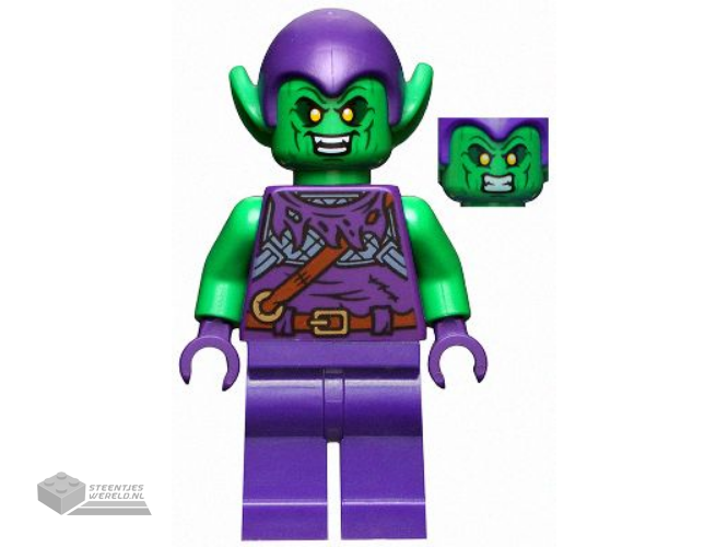 sh0813 - Green Goblin - Bright Green Skin, Dark Purple Outfit, Small Yellow Eyes, Plain Legs