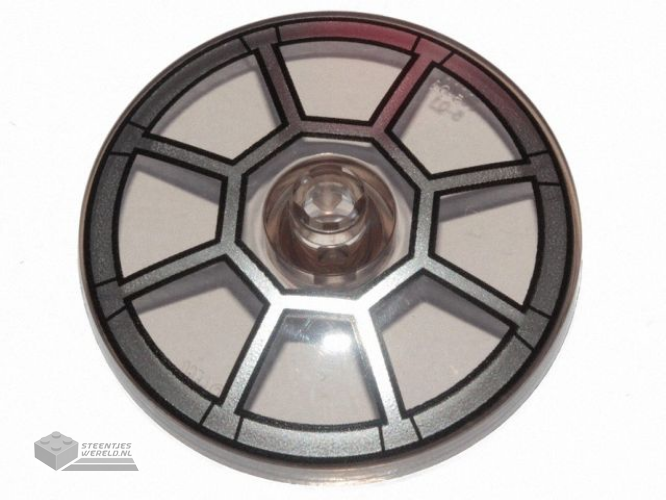 35394pb008 – Dish 4 x 4 Inverted (Radar) with Open Stud with Silver Radial TIE Bomber / Fighter Cockpit Pattern