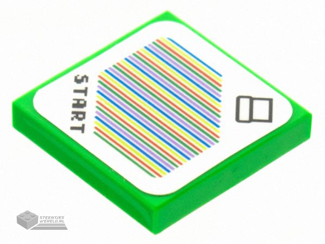 3068pb1380 – Tile 2 x 2 with Super Mario Scanner Code Pipe and ‘START’, Triangle Corner Pattern (Sticker) – Sets 71360 / 71439