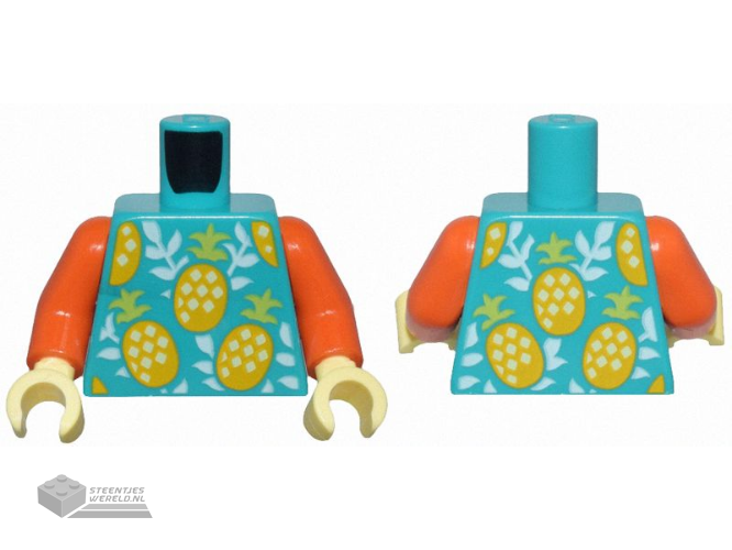 973pb5760c01 – Torso Top with Bright Light Orange, Bright Light Yellow and Lime Pineapples and White Leaves Pattern / Reddish Orange Arms / Bright Light Yellow Hands
