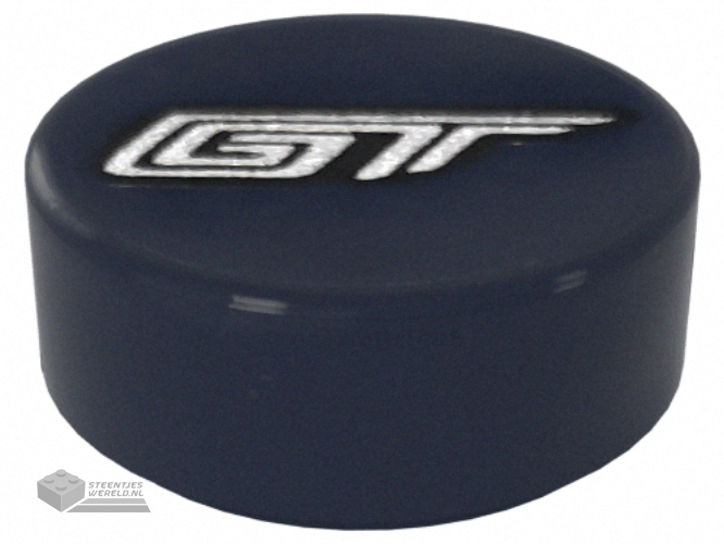 98138pb368 – Tile, Round 1 x 1 with Silver ‘GT’ Pattern
