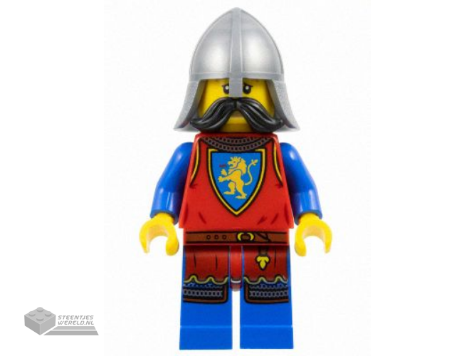 cas589 – Lion Knight – Male, Flat Silver Neck-Protector, Black Moustache (Tower Guard)