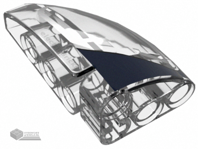 2438pb001 – Technic, Panel Curved 5 x 3 x 2 Corner Quarter Ellipse, Left with Dark Blue Edge and Silver Lines Pattern