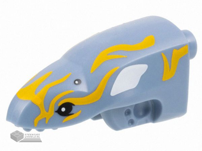 2915pb01 – Creature Head, Avatar Ilu with 4 Black Eyes and Bright Light Orange and White Markings Pattern