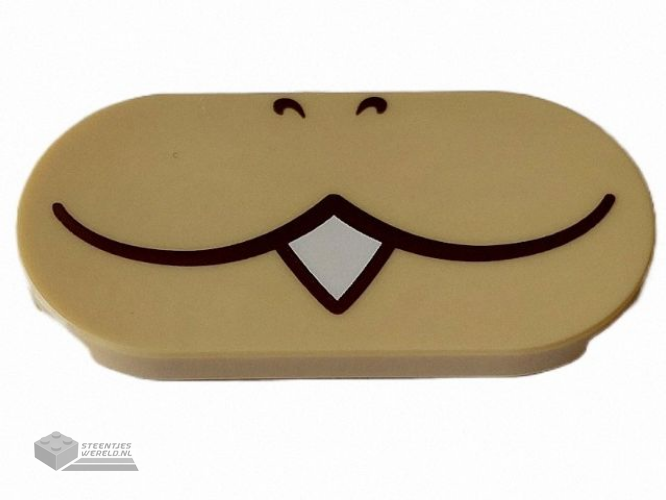 66857pb031 – Tile, Round 2 x 4 Oval with Black Nostrils and Closed Mouth with White Sharp Tooth Pattern (Super Mario Ludwig Lower Face)