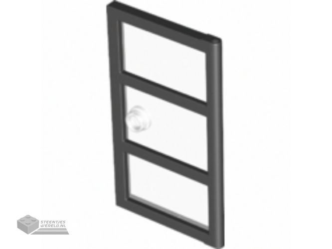 60797c04 - Deur 1 x 4 x 6 met 3 Panes en nop Hendel met Trans-Clear Glass