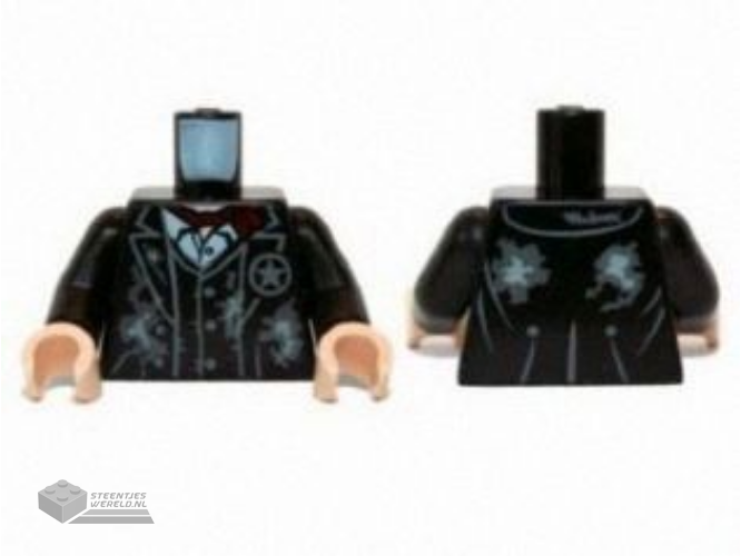 973pb1460c01 – Torso Jacket and Vest with Dirt Patches, Star Badge and Dark Red Scarf Pattern / Black Arms / Light Nougat Hands