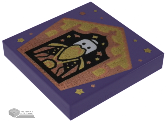 3068bpb1748 - Tile 2 x 2 with Groove with Chocolate Frog Card Salazar Slytherin Pattern