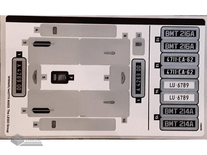 76911stk01 – Sticker Sheet for Set 76911 – (10100639/6407775)