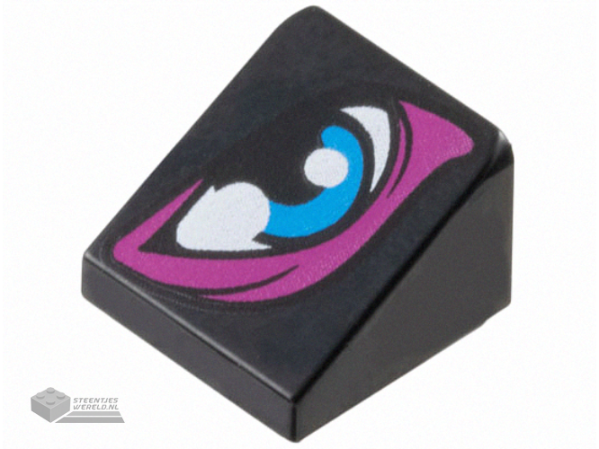 54200pb122 - Slope 30 1 x 1 x 2/3 with Dark Azure Eye with Magenta Eye Shadow Pattern