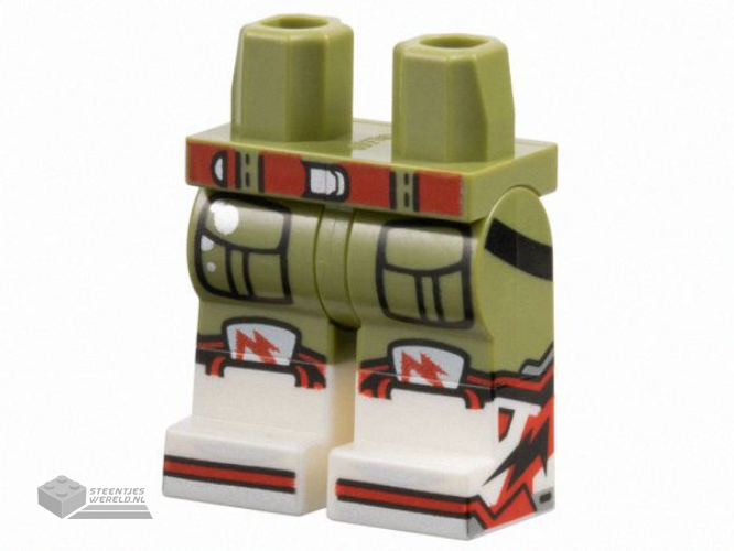 970c00pb1679 - Hips and Legs with Molded White Lower Legs / Boots and Printed Red Belt with Silver Buckle and Spots, Trim and Toes, Black Pockets Outlines Pattern