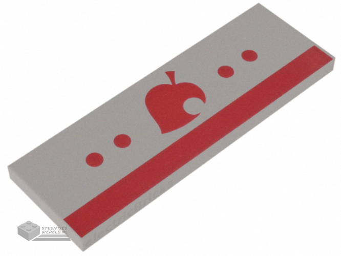 69729pb107 – Tile 2 x 6 with Red Leaf with Circle Cutout, Circles, and Stripe Pattern (Animal Crossing Nook’s Cranny Sign)