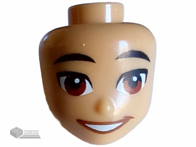 101222 – Mini Doll, Head Friends with Black Eyebrows, Reddish Brown Eyes, and Wide Open Mouth Smile with Teeth Pattern