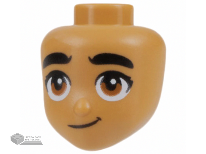 101191 – Mini Doll, Head Friends with Thick Black Eyebrows, Dark Orange Eyes, and Lopsided Grin Pattern