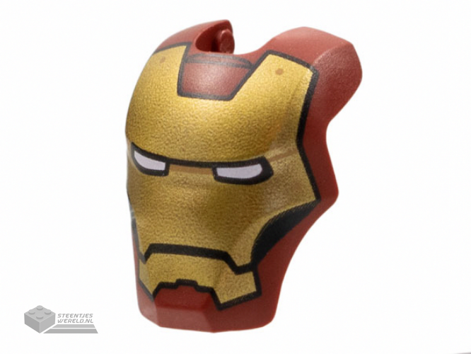 80430pb02 - Minifigure, Visor Top Hinge Large with Gold Face Shield, White Eyes, Black Trim on Cheeks Pattern (Iron Man Mark 3 / 6 / 7)