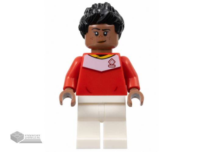 soc165 – Soccer Spectator – Red Soccer Jersey, White Legs, Black Spiked Hair