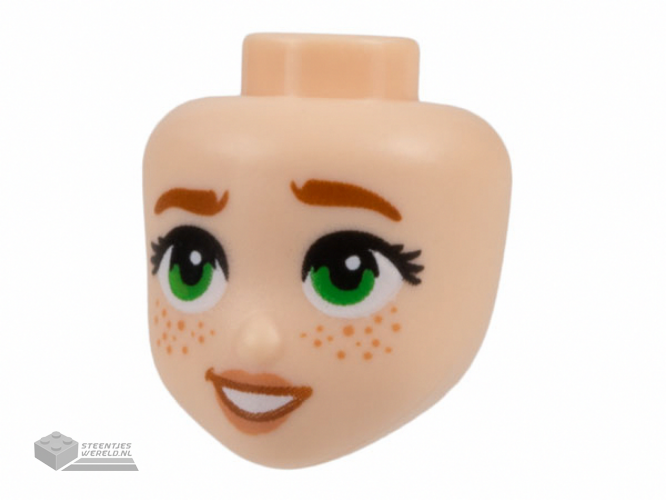 101267 – Mini Doll, Head Friends with Dark Orange Eyebrows, Green Eyes, Nougat Lips and Freckles, and Open Mouth Smile with Teeth Pattern