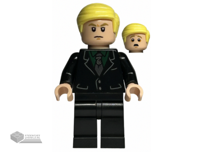 hp412 – Draco Malfoy – Black Suit, Slytherin Tie, Neutral / Scared