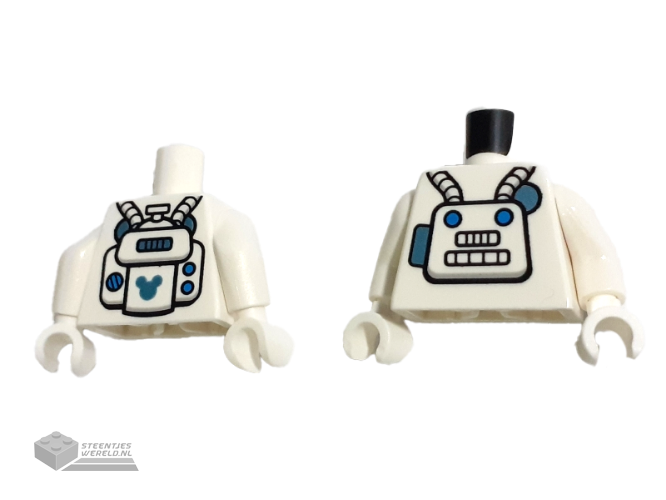 973pb4301c01 – Torso Astronaut Spacesuit with Hoses, Panel and Buttons and Metallic Light Blue Mickey Mouse Logo on Back Pattern / White Arms / White Hands