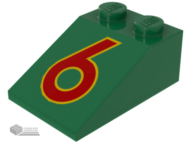 3298pb014 – Slope 33 3 x 2 with Red Number 6 Pattern