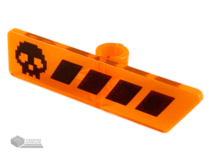 65191pb02 – Minifigure, Utensil Gameplayer Label with Pixelated Black Skull and Broken Stripe / Health Bar Pattern