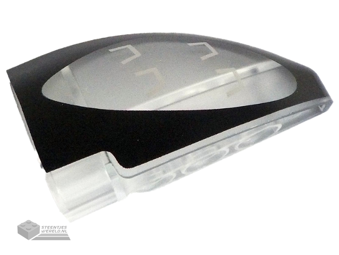 2438pb003 – Technic, Panel Curved 5 x 3 x 2 Corner Quarter Ellipse, Left with Black and Silver Porsche GT4 e-Performance Headlight Pattern