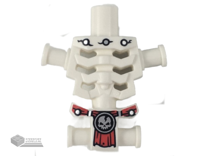93060pb07 – Torso Skeleton, Angular Rib Cage with Repaired Holes and Cracks and Red Loincloth Pattern