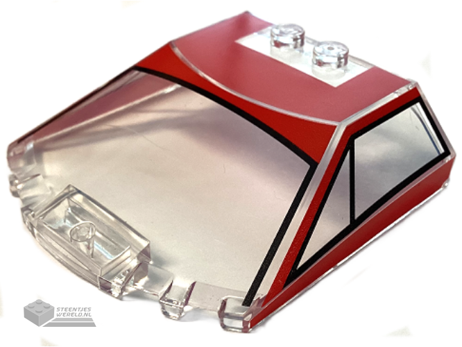 65633pb17 – Windscreen 6 x 6 x 1 1/3 Straight Sides with Red and Black Ferrari F40 Roof Pattern