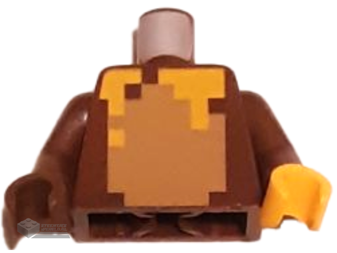 973pb5042c01 – Torso Pixelated Medium Nougat Chest and Bright Light Orange Splotches Pattern / Reddish Brown Arms / Bright Light Orange Hand Left / Reddish Brown Hand Right