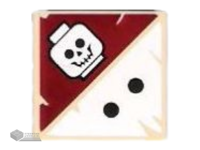 3068bpb0418 – Tile 2 x 2 with Groove with 2 Black Dots and Skull Pattern