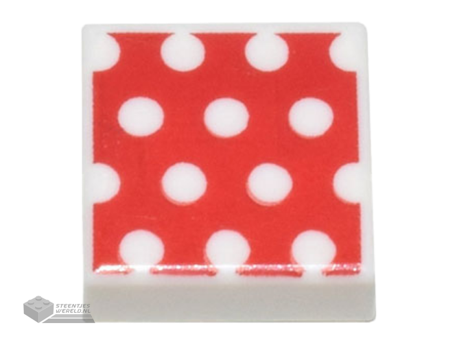 3070bpb255 – Tile 1 x 1 with Groove with White Polka Dots on Red Background Pattern
