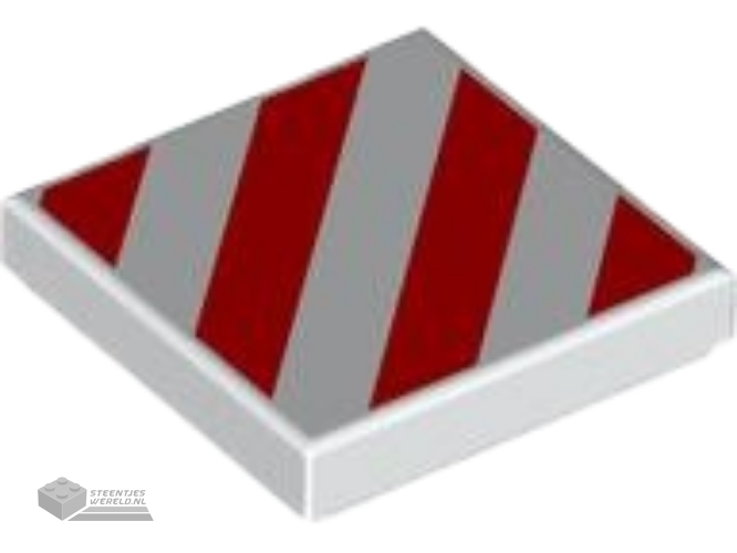 3068pb2459 – Tile 2 x 2 with Red Danger Stripes Pattern