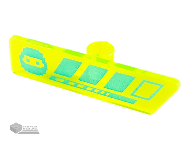 65191pb01 – Minifigure, Utensil Gameplayer Label with Pixelated Medium Azure Ninja Head and Broken Stripe / Health Bar Pattern