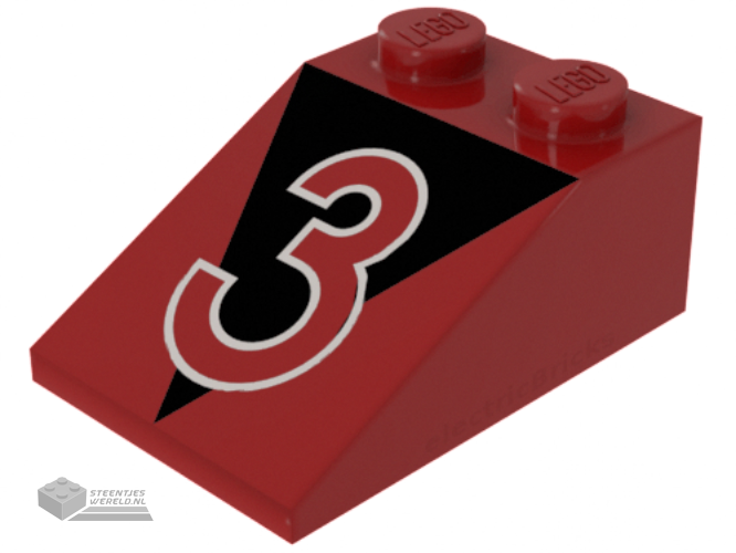 3298pb002 – Slope 33 3 x 2 with Number 3 with White Outline on Black Triangle Pattern