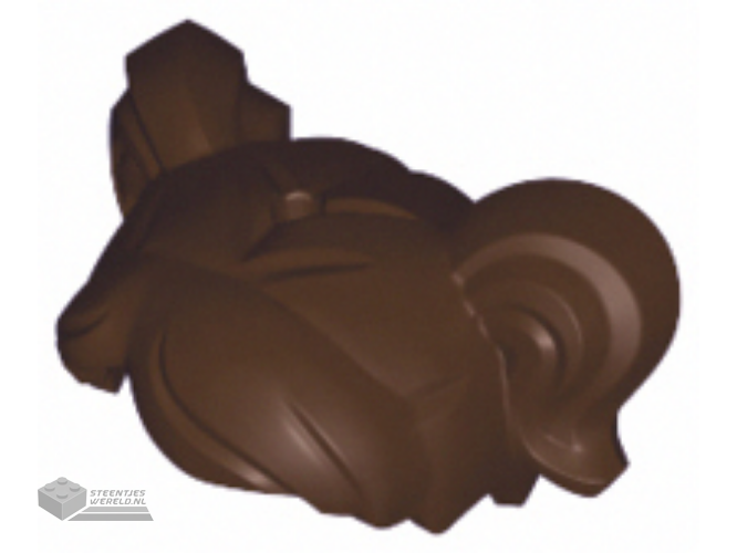 35701 - Minifigure, Hair Short, Parted met twee Pigtails, gat voor pin op bovenkant