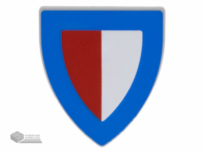 3846pb065 – Minifigure, Shield Triangular Short with Blue Border and Red and White Halves Pattern
