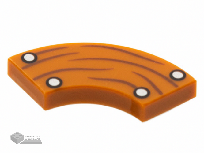 27925pb007 - Tile, Round Corner 2 x 2 Macaroni with 4 Silver Nails and Wood Grain Pattern