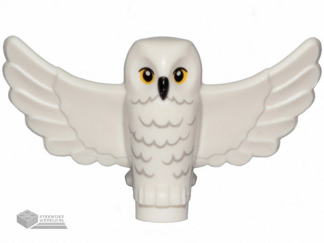 67632pb01 – Owl, Spread Wings with Black Beak, Yellow Eyes, Light Bluish Gray Rippled Chest Feathers Pattern (HP Hedwig)