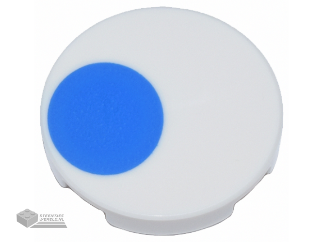 14769pb607 – Tile, Round 2 x 2 with Bottom Stud Holder with Blue Circle Pattern (PAC-MAN Ghost Eye)