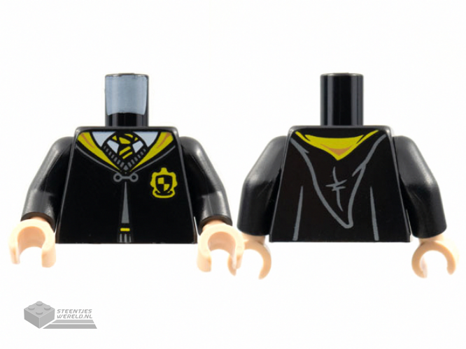 973pb4370c01 – Torso Hogwarts Robe Clasped with Hufflepuff Crest, Sweater, Shirt and Tie Pattern / Black Arms / Light Nougat Hands